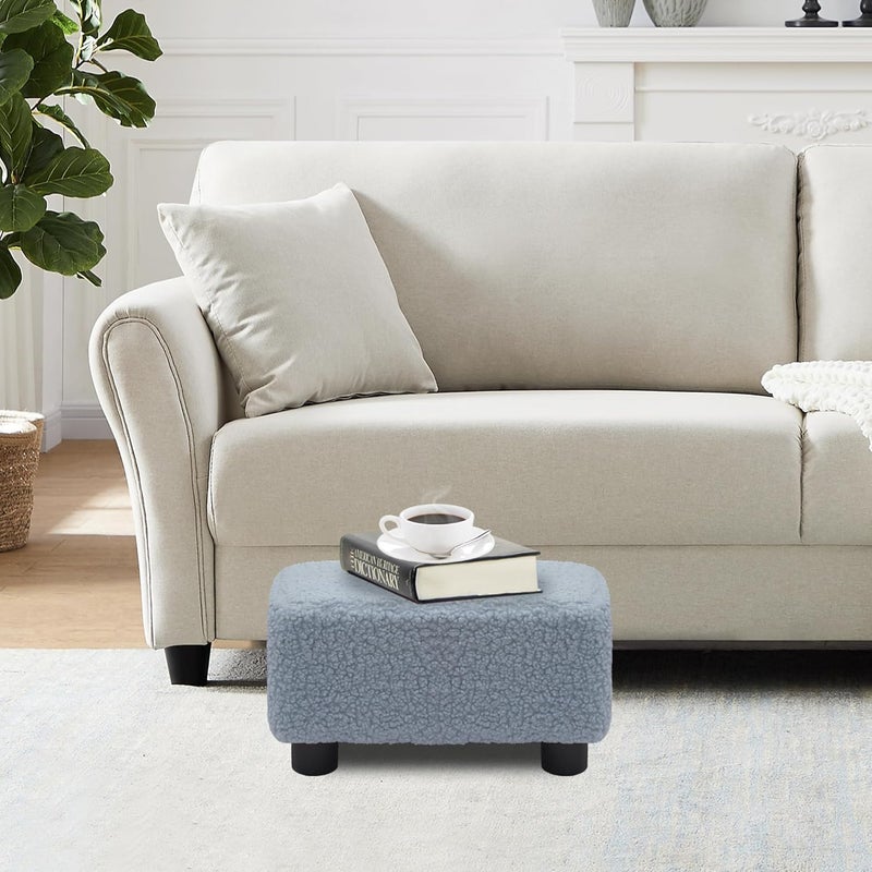 CAROLMADE Small Foot Stool Ottoman Footstool with Legs Under Desk Footrest for Living Room Bedroom and Office, Soft Blue - Image 2